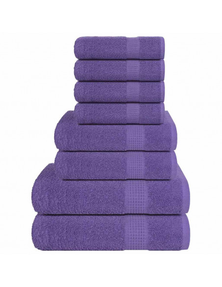 Set Asciugamani 8 pz Viola 360 gsm 100% Cotone