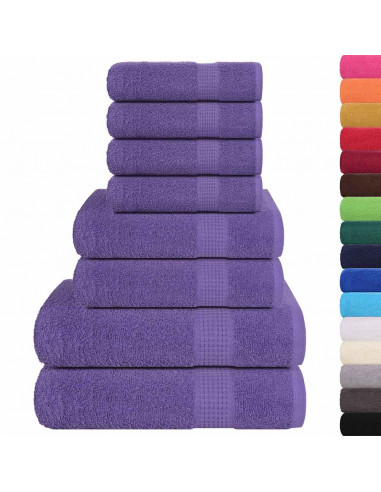 Set Asciugamani 8 pz Viola 360 gsm 100% Cotone