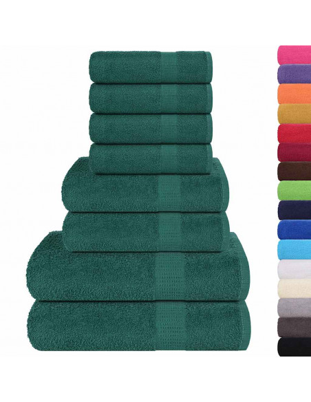 Set Asciugamani 8 pz Verdi 360 gsm 100% Cotone