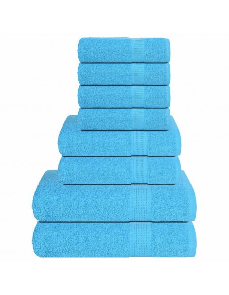Set Asciugamani 8 pz Turchesi 360 gsm 100% Cotone