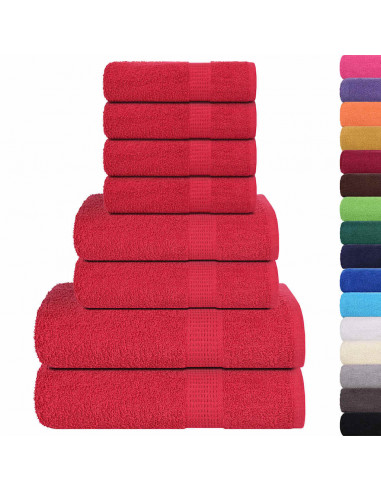 Set Asciugamani 8 pz Rossi 360 gsm 100% Cotone