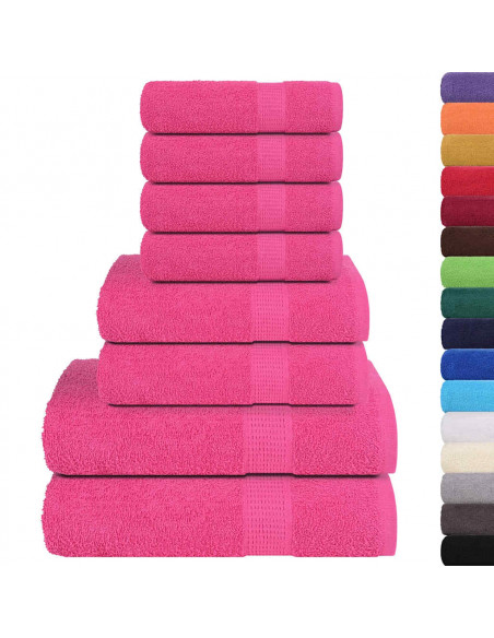 Set Asciugamani 8 pz Rosa 360 gsm 100% Cotone