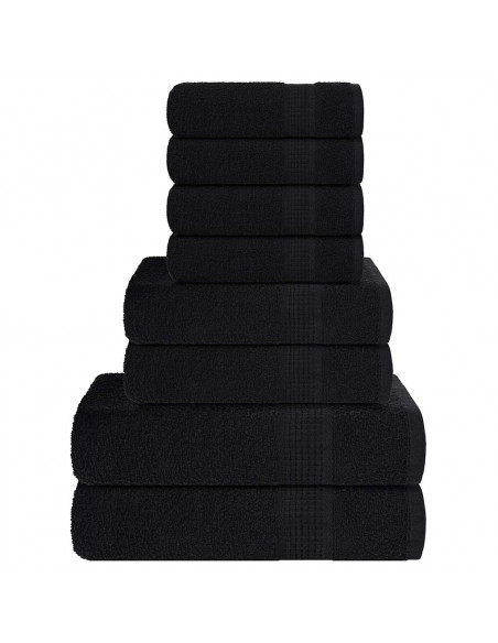 Set Asciugamani 8 pz Neri 360 gsm 100% Cotone