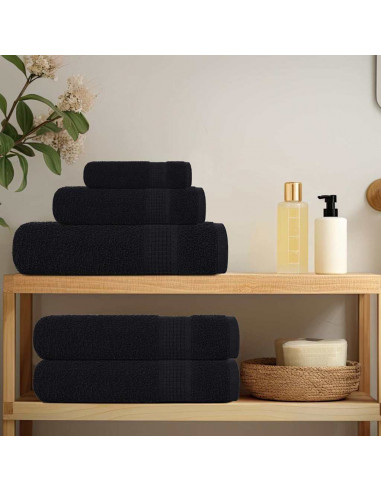Set Asciugamani 8 pz Neri 360 gsm 100% Cotone