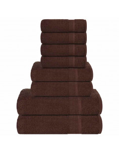 Set Asciugamani 8 pz Marroni 360 gsm 100% Cotone