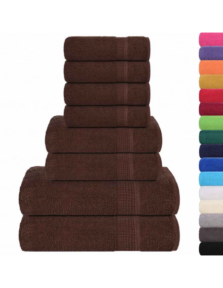 Set Asciugamani 8 pz Marroni 360 gsm 100% Cotone
