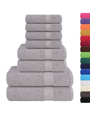 Set Asciugamani 8 pz Grigio 360 gsm 100% Cotone