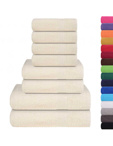 Set Asciugamani 8 pz Crema 360 gsm 100% Cotone
