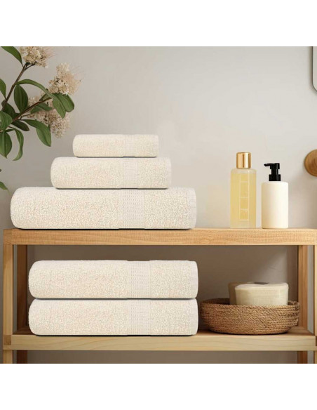 Set Asciugamani 8 pz Crema 360 gsm 100% Cotone
