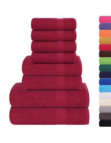 Set Asciugamani 8 pz Bordeaux 360 gsm 100% Cotone