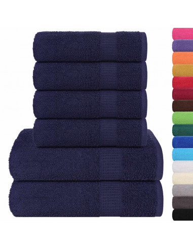 Set Asciugamani 8 pz Blu Navy 360 gsm 100% Cotone