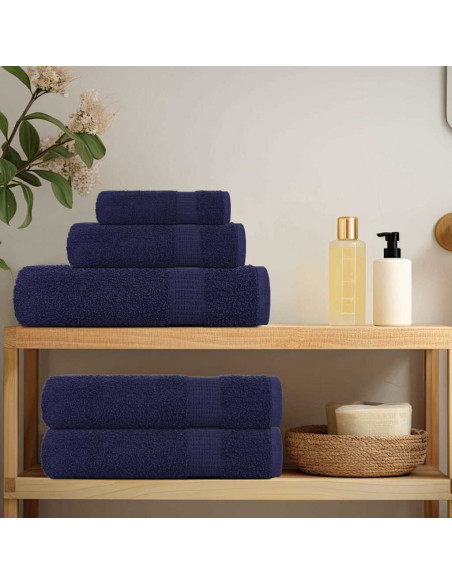 Set Asciugamani 8 pz Blu Navy 360 gsm 100% Cotone