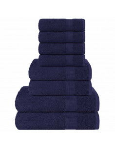 Set Asciugamani 8 pz Blu Navy 360 gsm 100% Cotone