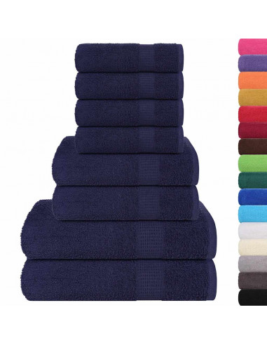 Set Asciugamani 8 pz Blu Navy 360 gsm 100% Cotone