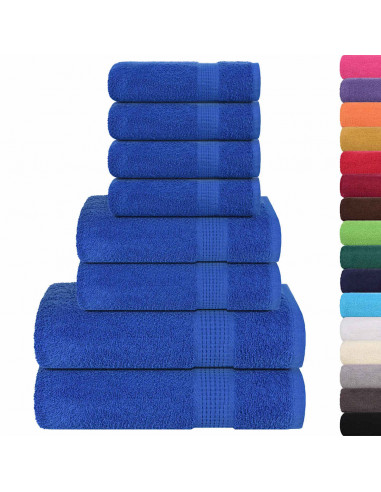 Set Asciugamani 8 pz Blu 360 gsm 100% Cotone