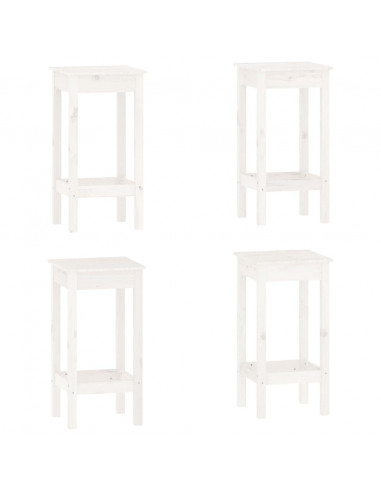 Set da Bar 5 pz Bianco in Legno Massello di Pino