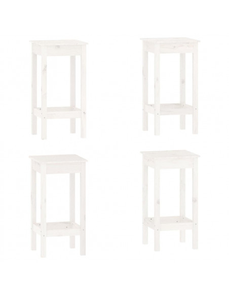 Set da Bar 5 pz Bianco in Legno Massello di Pino