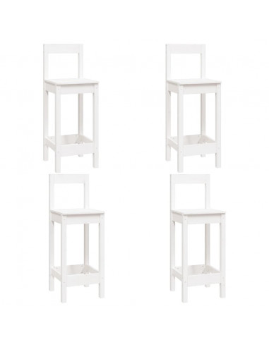 Set da Bar 5 pz Bianco in Legno Massello di Pino