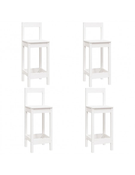 Set da Bar 5 pz Bianco in Legno Massello di Pino