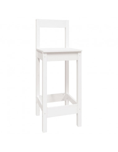 Set da Bar 5 pz Bianco in Legno Massello di Pino