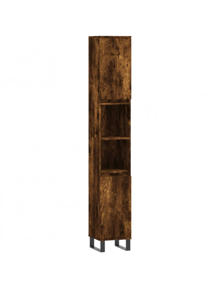 Set Mobili da Bagno 3 pz Rovere Fumo in Legno Multistrato