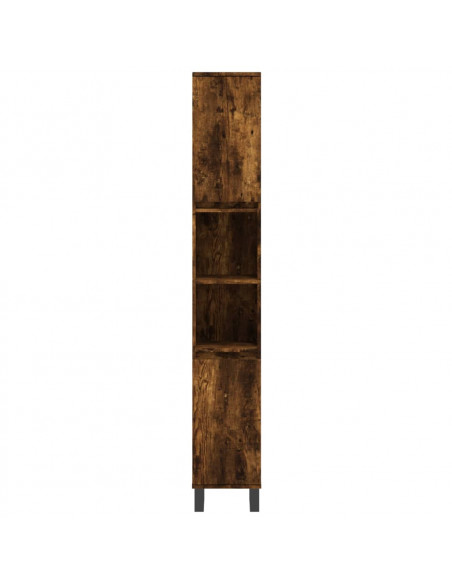Set Mobili da Bagno 3 pz Rovere Fumo in Legno Multistrato