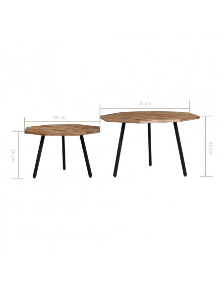 Set Tavolini da Salotto Esagonali 2 pz in Teak di Recupero