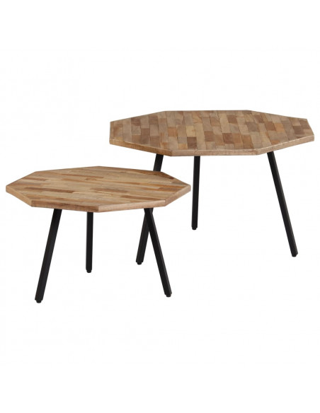 Set Tavolini da Salotto Esagonali 2 pz in Teak di Recupero