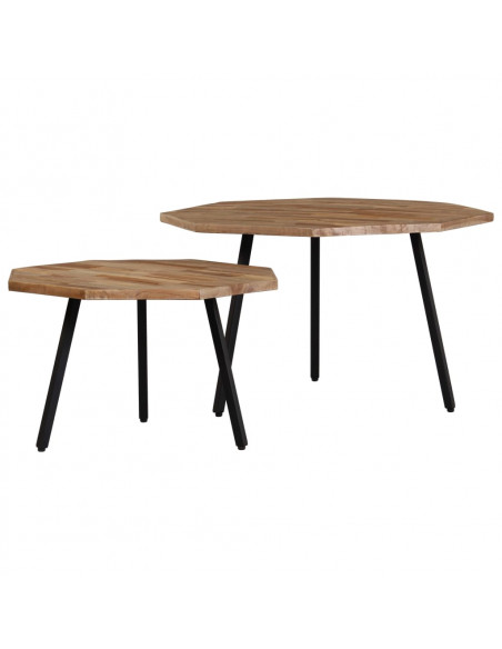Set Tavolini da Salotto Esagonali 2 pz in Teak di Recupero