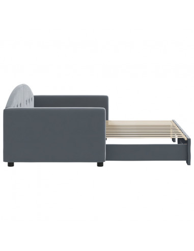 Divano Letto con Letto Estraibile Grigio Scuro 90x200cm Velluto