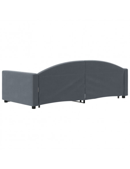 Divano Letto con Letto Estraibile Grigio Scuro 90x200cm Velluto