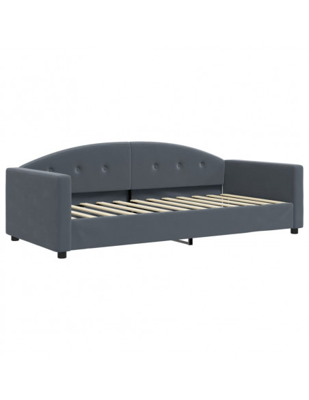 Divano Letto con Letto Estraibile Grigio Scuro 90x200cm Velluto
