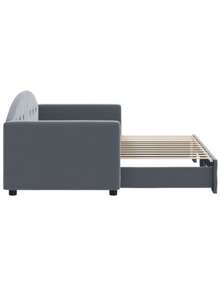 Divano Letto con Letto Estraibile Grigio Scuro 80x200cm Velluto