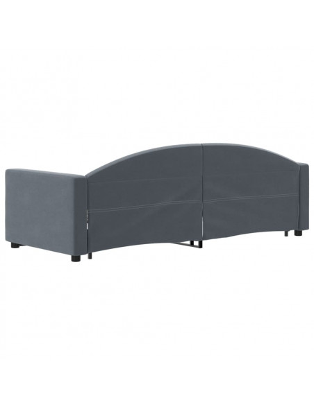 Divano Letto con Letto Estraibile Grigio Scuro 80x200cm Velluto