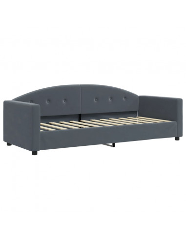 Divano Letto con Letto Estraibile Grigio Scuro 80x200cm Velluto