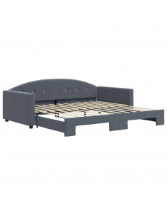 Divano Letto con Letto Estraibile Grigio Scuro 100x200 Velluto