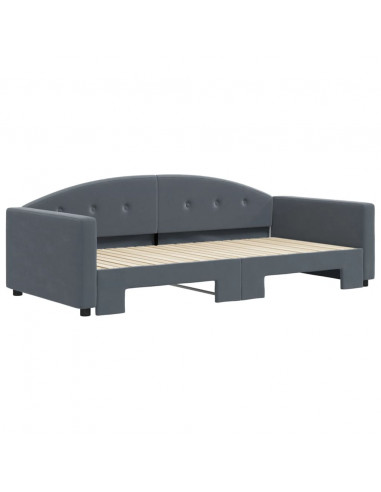 Divano Letto con Letto Estraibile Grigio Scuro 100x200 Velluto