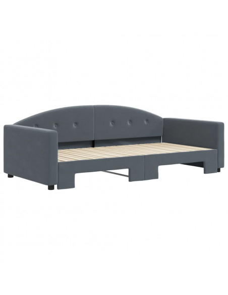 Divano Letto con Letto Estraibile Grigio Scuro 100x200 Velluto