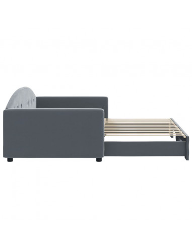 Divano Letto con Letto Estraibile Grigio Scuro 100x200 Velluto