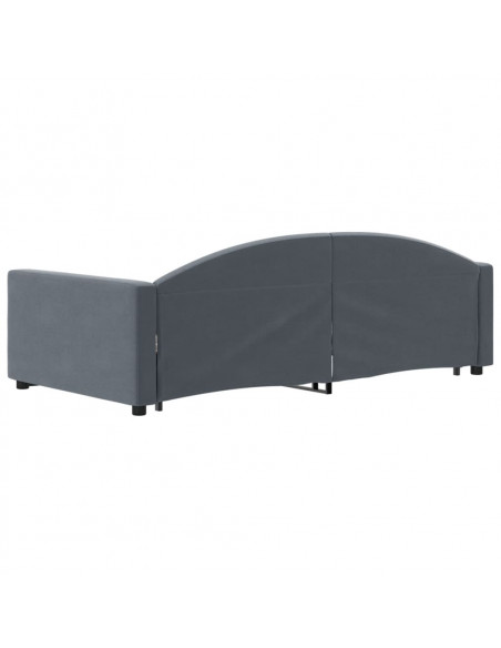 Divano Letto con Letto Estraibile Grigio Scuro 100x200 Velluto