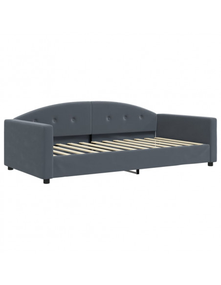 Divano Letto con Letto Estraibile Grigio Scuro 100x200 Velluto