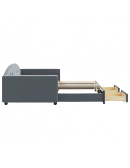 Divano Letto Estraibile Cassetti Grigio Scuro 100x200cm Velluto