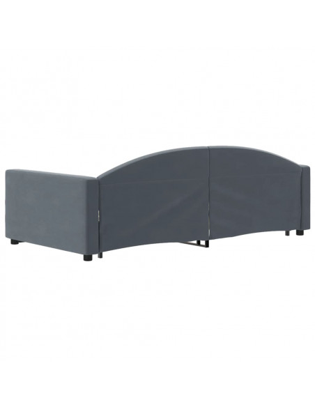 Divano Letto Estraibile Cassetti Grigio Scuro 100x200cm Velluto