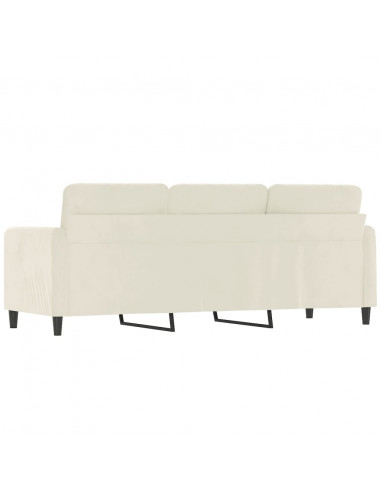Divano a 3 Posti Crema 180 cm in Velluto