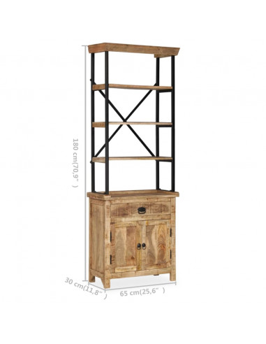 Credenza con Ripiani in Legno Massello di Mango 65x30x180 cm