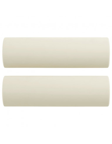 Divano a 3 Posti con Cuscini Crema 180 cm in Velluto