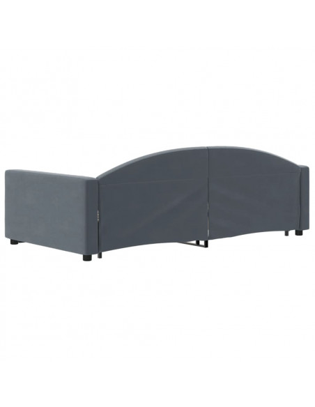 Divano Letto Estraibile Cassetti Grigio Scuro 90x200cm Velluto