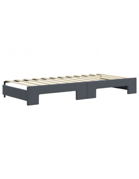Divano Letto Estraibile Cassetti Grigio Scuro 90x200cm Velluto