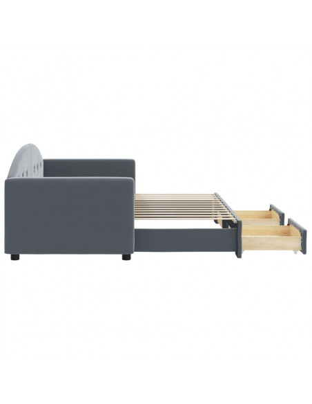 Divano Letto Estraibile Cassetti Grigio Scuro 80x200cm Velluto