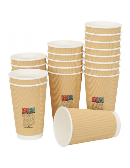Bicchieri da Caffè in Carta 500 pz 16oz 400ml Marrone